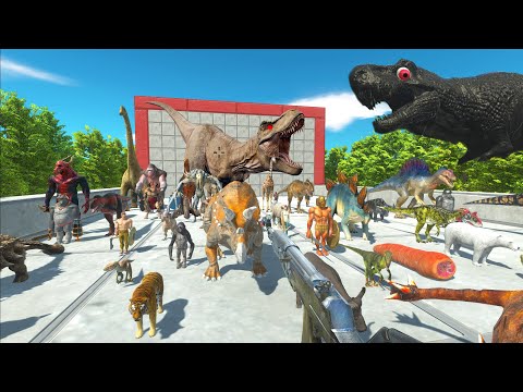 SURVIVOR RACE TO ESCAEP DEADLY T-REX - FPS perspective - EPIC RACE - Animal Revolt Battle Simulator