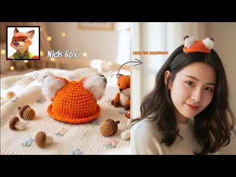 THE BEST Crochet Pattern for Nick Fox Hat | Cute Hair Clip & Keychain for Beginners🦊