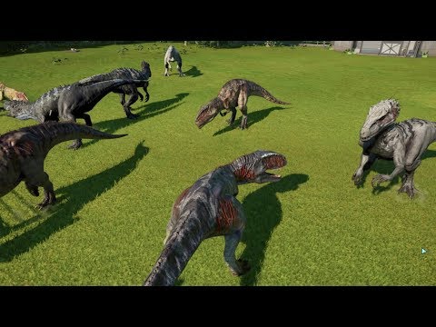 5 Giganotosaurus VS 4 Indominus Rex(Team Fight) - Jurassic World Evolution