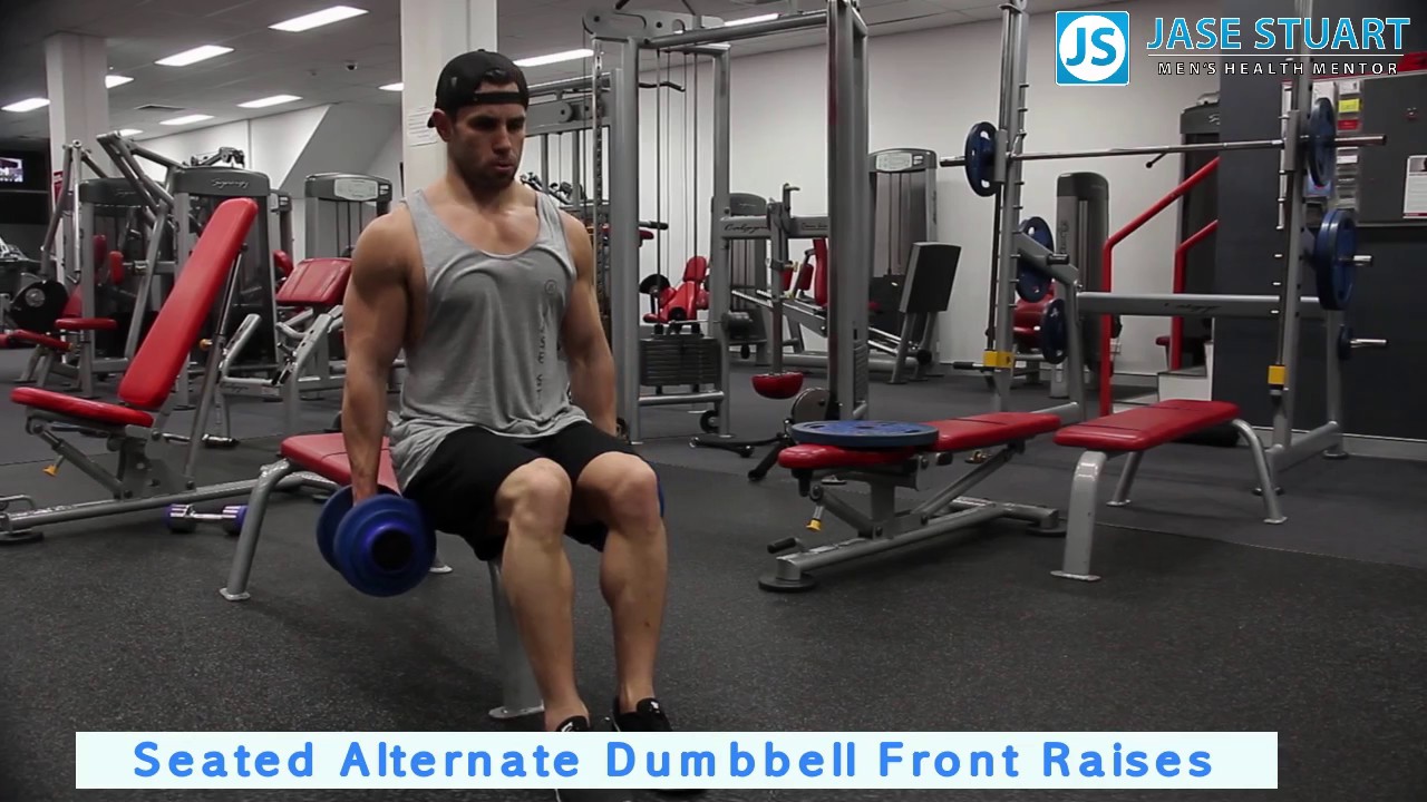 Seated Alternate Dumbbell Front Raises