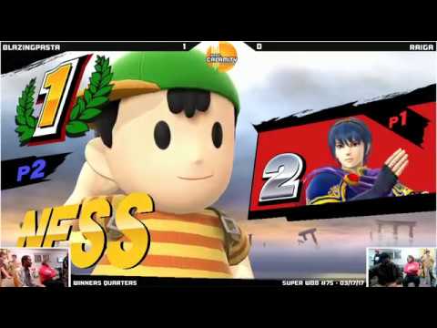 WBB #75  BlazingPasta (Ness) vs Raiga (Marth)   Winners Quarters   Smash 4 Singles