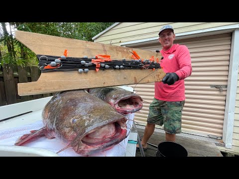 Hand Lining MONSTER Catfish! (Catch Clean & Cook)