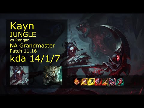 Kayn vs Rengar Jungle - NA Grandmaster 14/1/7 Patch 11.16 Gameplay
