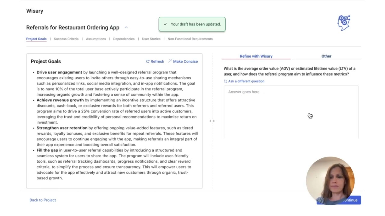 Wisary Product Demo: Write Better PRD with AI Coach