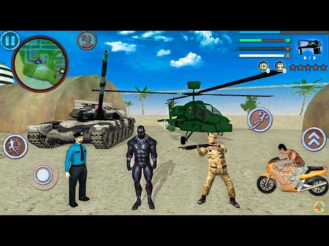 Black Panther Rope Hero Vice Town Crime Simulator #5.- Military Base at NY City - Android Gameplay