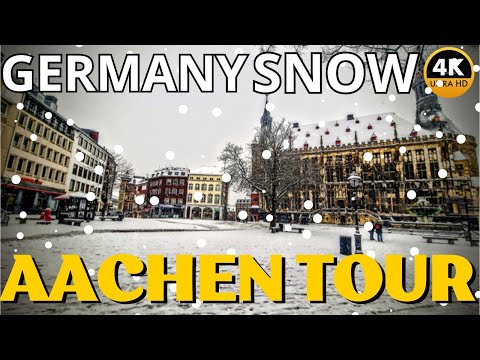 Aachen Walking Tour 2024 - Germany 4k 60fps - Winter Walk in the Snow
