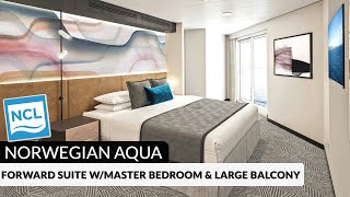 Norwegian Aqua | Forward Suite with Master Bedroom & Large Balcony Tour & Review | 4K