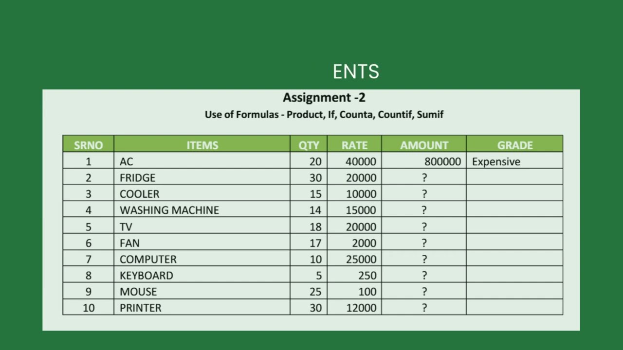 Let’s solve Assignment 2 from 50 ms excel assignments