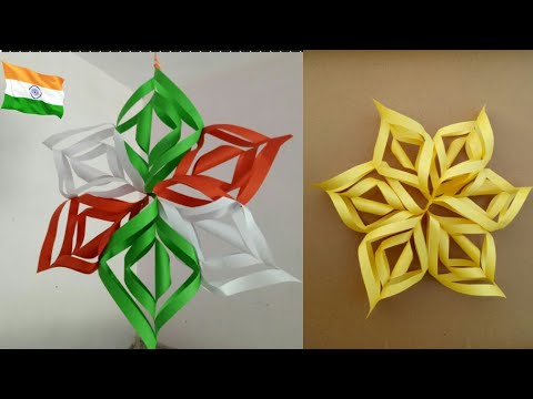 DIY paper wall hanging ideas|#papersnowflake |Paper crafts kor kids|#Indiantricolorpaper3Dsnowflake Video