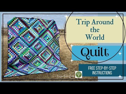 How to Make a Scrappy Trip Around the World Quilt, Easy Strip Piecing, Sew Your Stash, FREE Tutorial