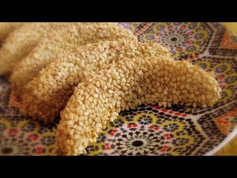 Gazelle Horns Covered with Sesame Seeds / "Kab-El-Ghazal" Recipe - CookingWithAlia - Episode 134