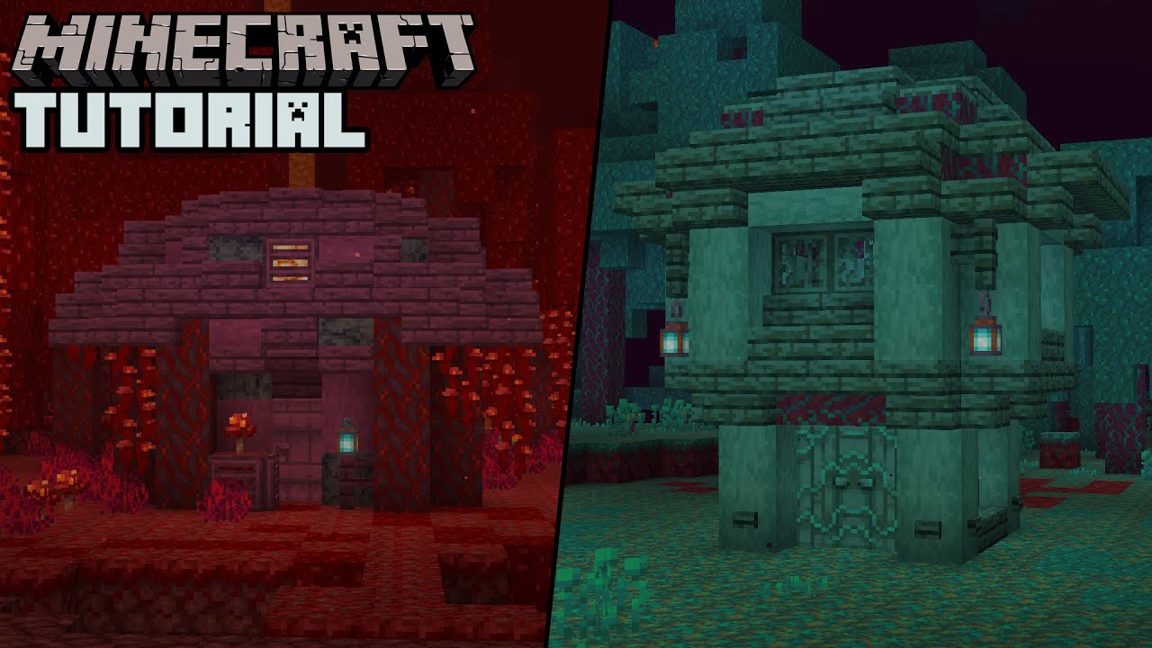2 New Nether House Designs (Crimson Forest & Warped Forest) Minecraft 1.16 Tutorial - YouTube
