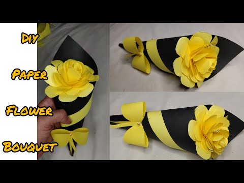 DIY paper flower Bouquet/birthday gifts ideas/flower Bouquet making at home...paper craft