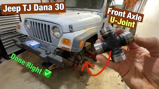 Jeep TJ front axle U-joint replacement. Dana 30 U-joint replacement (how to clean axle tubes)