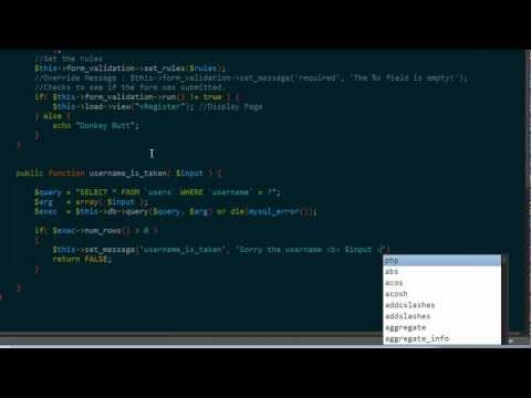 Codeigniter Registration Tutorial Part 4 Callback Methods