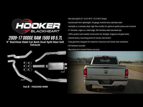 2009-2017 Dodge Ram 1500 V8, 5.7L - Hooker Blackheart Cat-Back Dual Rear Exhaust 70502440-RHKR