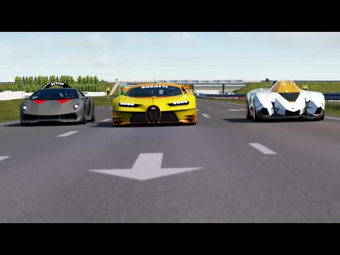 Bugatti Vision GT vs Lamborghini Egoista vs Lamborghini Sesto Elemento at Palanga Circuit