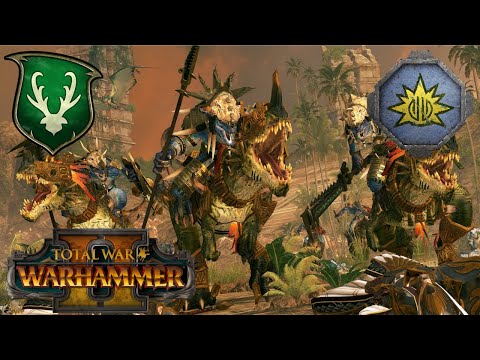 Horned Ones Follow Nakai To War! Wood Elves Vs Lizardmen. Total War Warhammer 2, Multiplayer