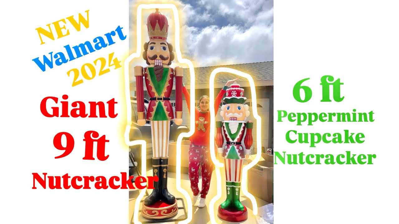 New Walmart Christmas 2024, 9 ft Nutcracker & 6 ft Peppermint Cupcake Nutcracker Review and Demo