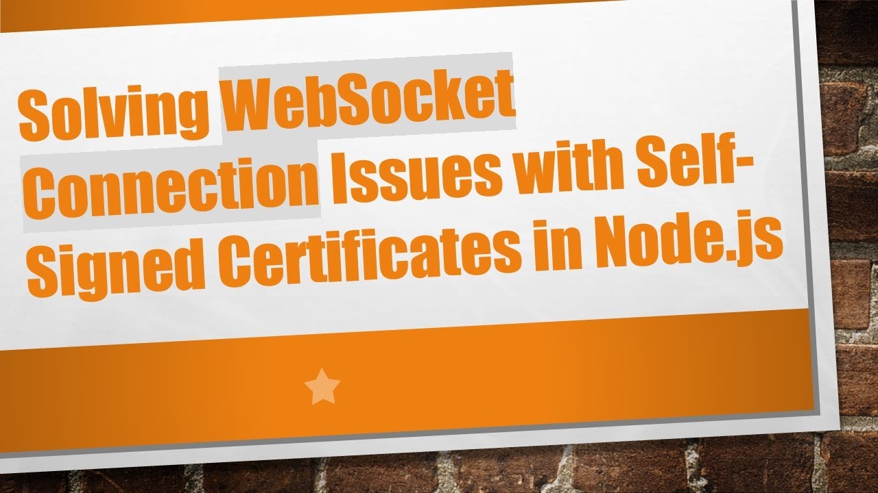 Solving WebSocket Connection Issues with Self-Signed Certificates in Node.js