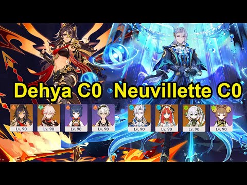 Dehya C0 Mono Pyro & Neuvillette C0 bloom Spiral bayss floor 12 genshin impact