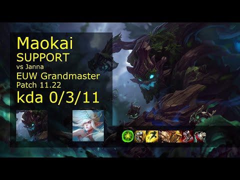 Maokai Support vs Janna - EUW Grandmaster 0/3/11 Patch 11.22 Gameplay