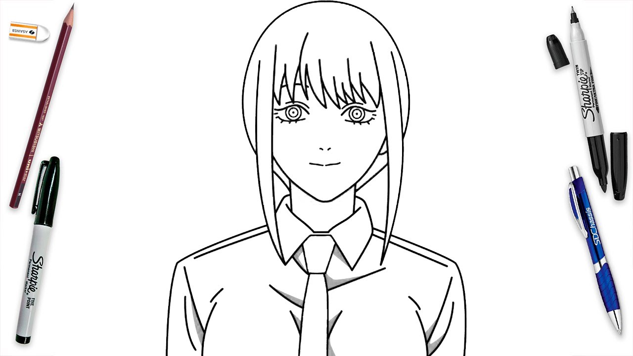 How To Draw Makima Easy Step By Step | Chainsaw Man Art Lesson