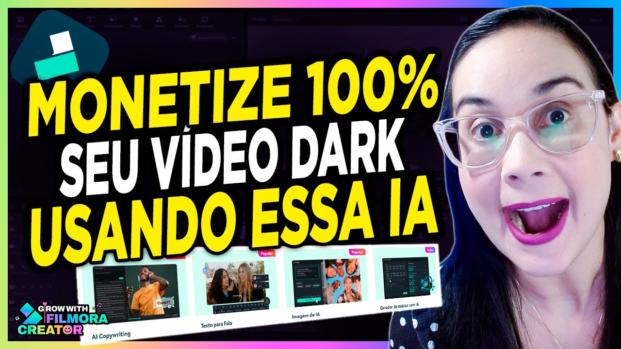 Como CRIAR um VÍDEO DARK que MONETIZA no YOUTUBE Usando 100% da IA do Filmora #Filmora13