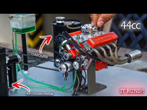 Tiny But Powerful V8 Gasoline Engine | 44cc Assembly