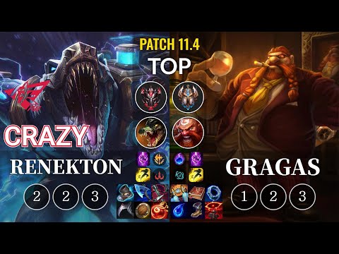RW Crazy Renekton vs Gragas Top - KR Patch 11.4