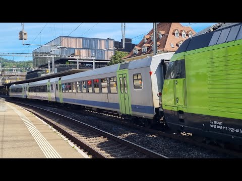 BLS Re 465 mit NPZ-Wagen in Baden AG