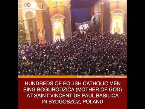 Catholic men singing in Poland