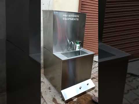 Stainless steel foot operate hand wash stations with water t...