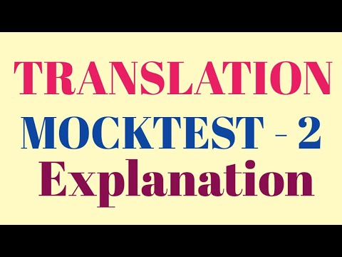 TRANSLATION MOCKTEST - 2 (Kannada - English) Explanation