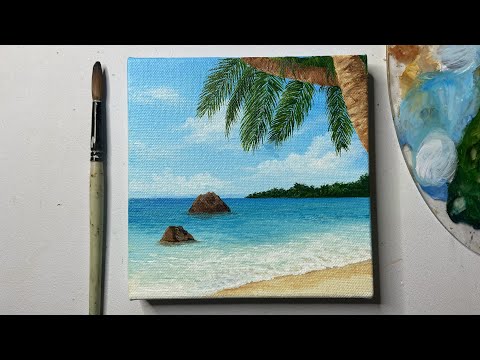 Easy seascape painting/acrylic painting tutorial for beginners/#51 #acrylicpainting #seascape