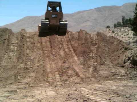 Topping a hill with a D5 dozer
