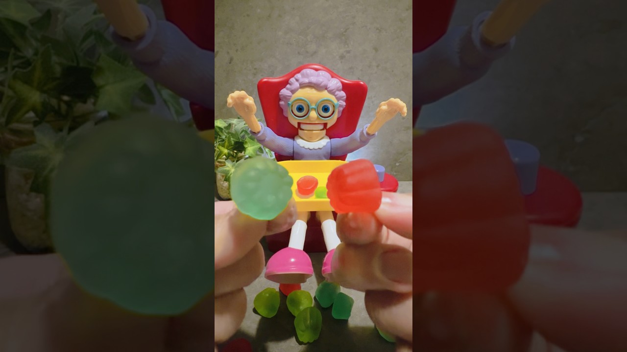 ASMR GREEDY GRANNY LOVE EATING COLORFUL JELLY CANDY #shortvideo #asmr #trending #shorts