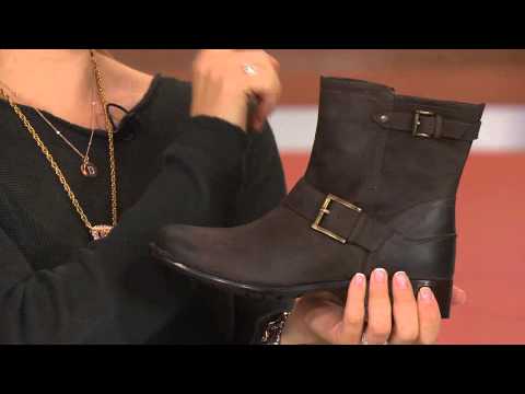 Clarks Bendables Leather Ankle Boots w/ Buckle Plaza Float with Leah Williams