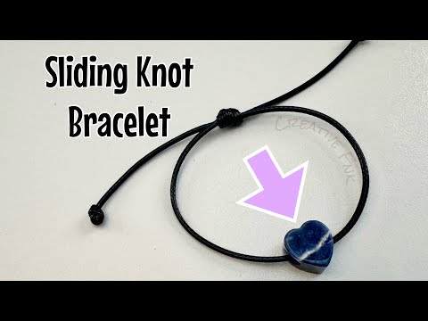 Simple adjustable sliding knot bracelet with crystal bead - single sliding knot