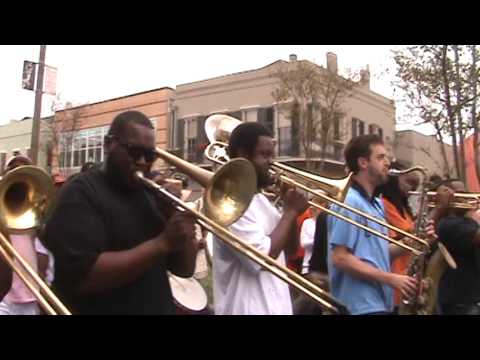 Revolution 2014 2nd line parade feat TBC Brass Band playing 'I'll Fly Away' & 'Part-time Lover'