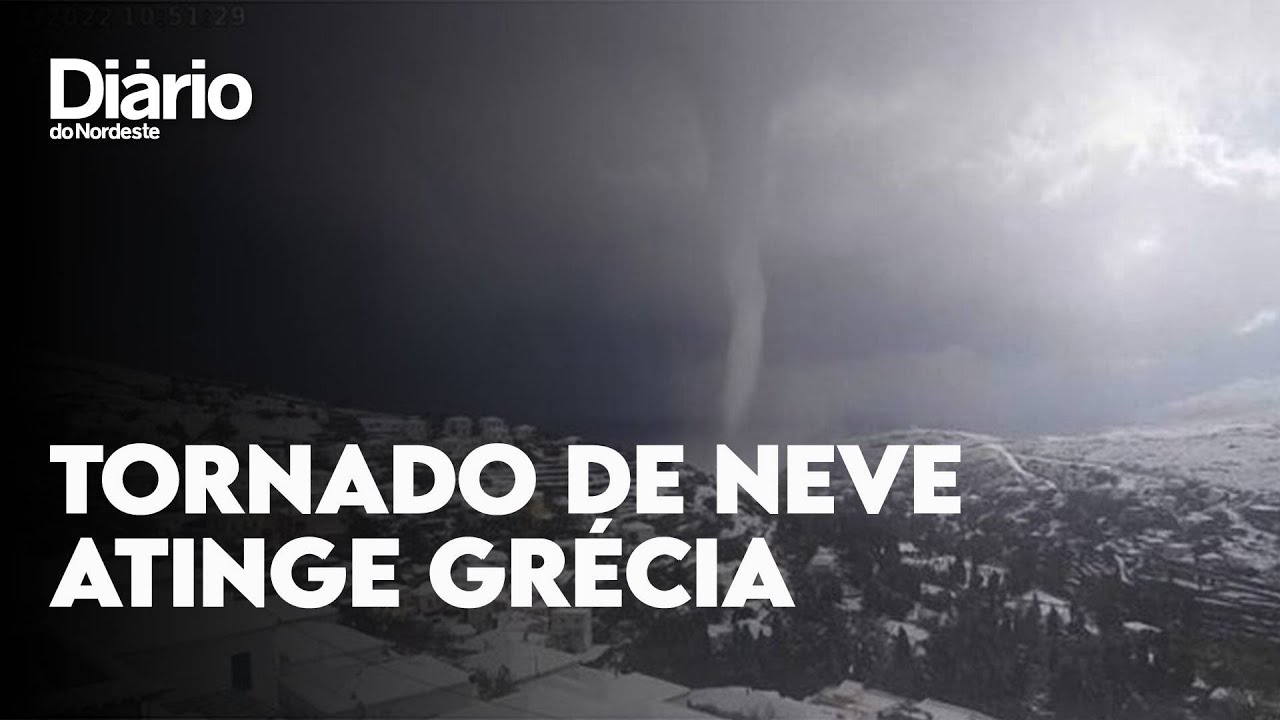 Imagem da notícia Tornado de neve atinge ilha da Grécia durante nevasca