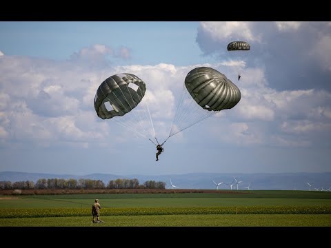 Parachute Malfunction, Airborne Trooper Under Two Canopies!