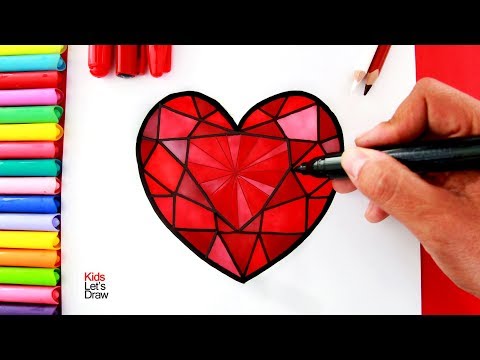 Cómo Dibujar un CORAZÓN Rojo de Diamante (paso a paso)