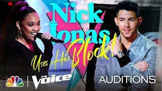 Nick Jonas Blocks Kelly as Arei Moon Sings Her &quot;Miss Independent&quot; - Voice Blind Auditions 2020