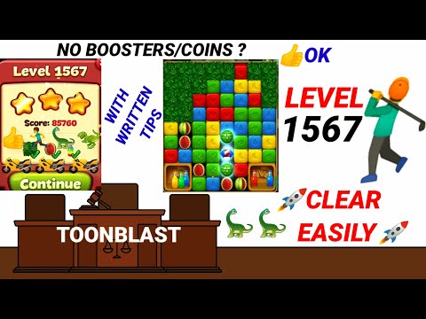 Toon Blast Level 1567 |No Booster|No Coins👍wrote tips🤺✨🏍️