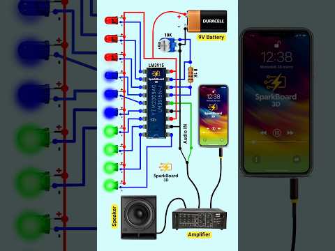 VU meter circuit | Audio level visualizer LM3915 | Music reactive light #circuit #diy