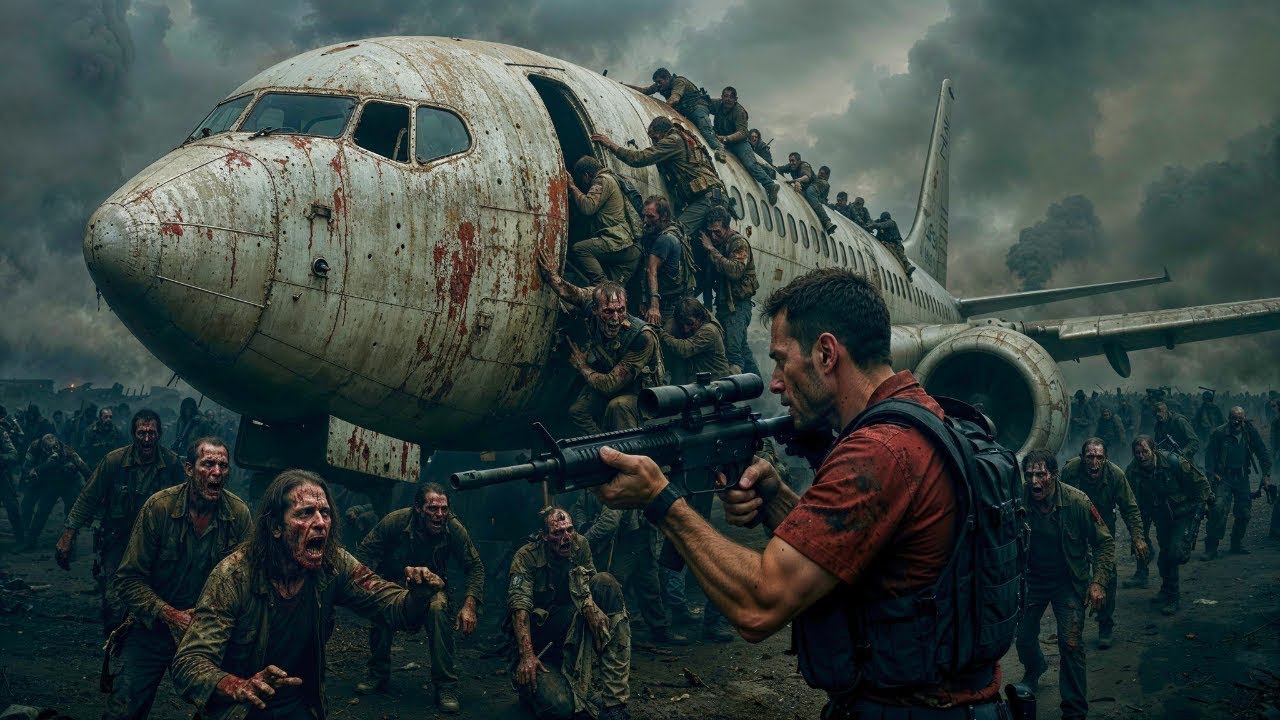 A VIRUS SPREADS, TURNING ALL THE PASSENGERS ON AN AIRPLANE INTO ZOMBIES