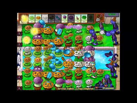 Plants vs Zombies Survival Endless Part 1 1-100 Flags
