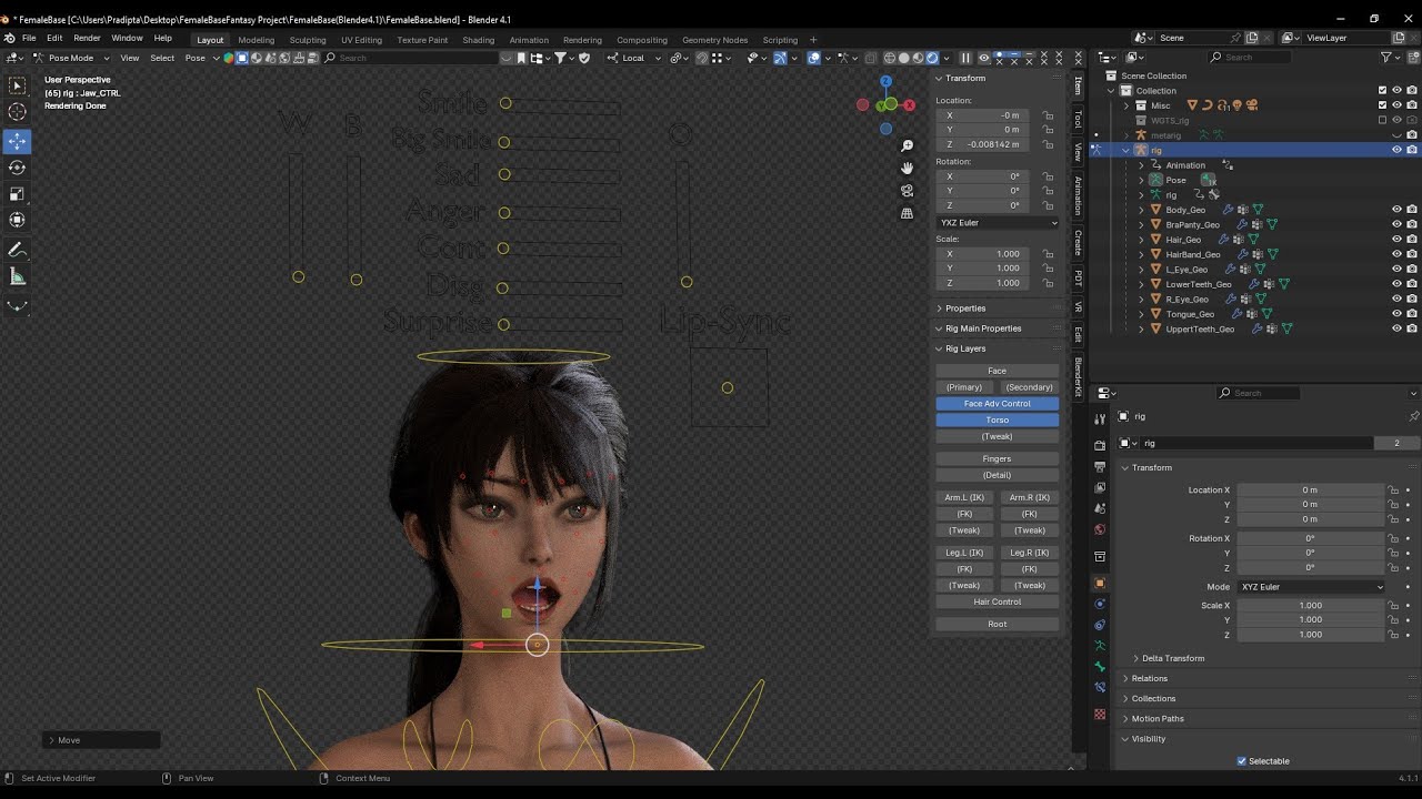 Female Base Model Rig 3D Model