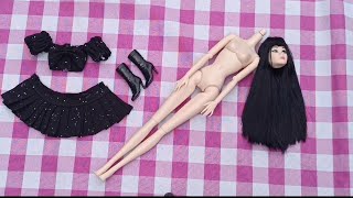 DIY - como fazer saia plinssada e cropped manga bufante - Doll supermodelo ✨ articulada 